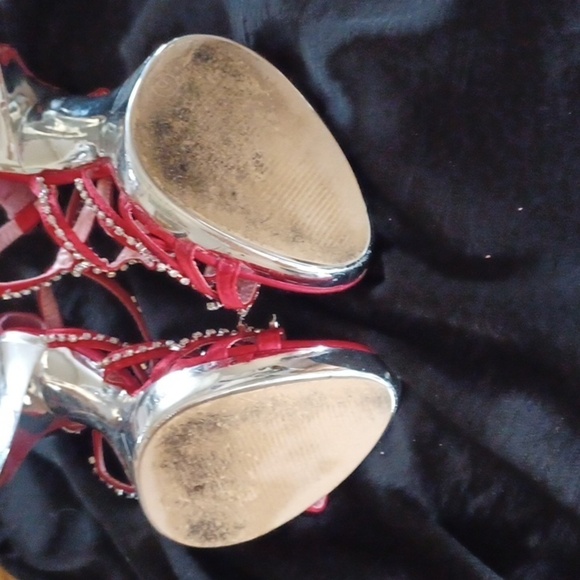 Allen's Platform 5"Satin Open Toed Heels - Picture 8 of 8